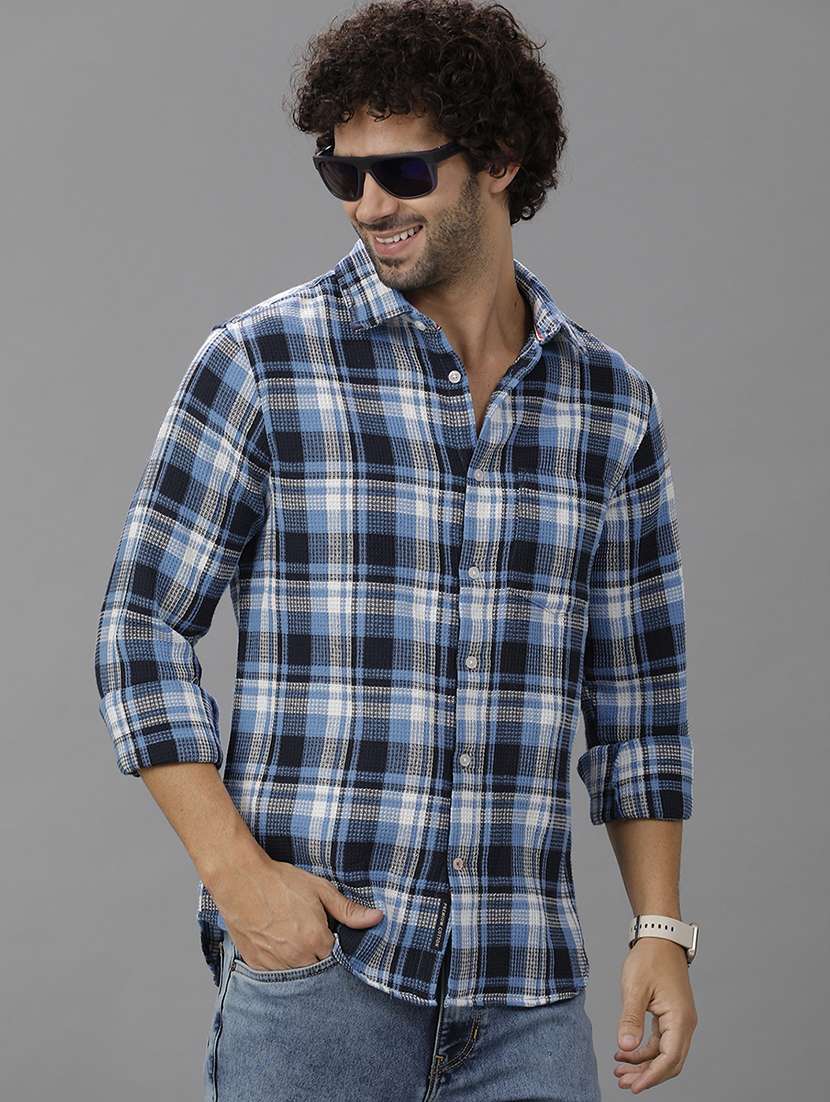 men checkered long sleeve casual shirt - 21668615 -  Standard Image - 1