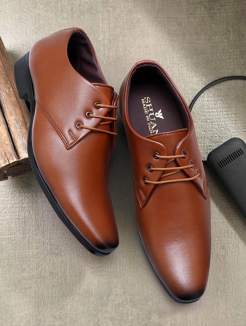 men tan lace-up derby - 21668629 -  Zoom Image - 0
