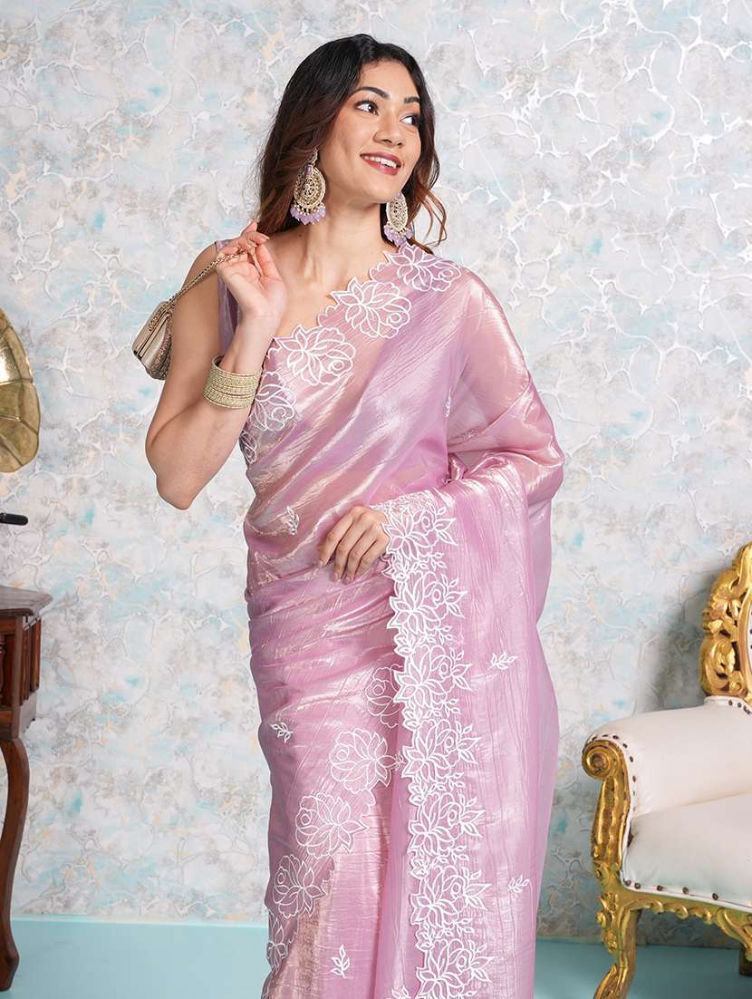 women pink embroidered saree with blouse - 21668652 - Standard Image - 4