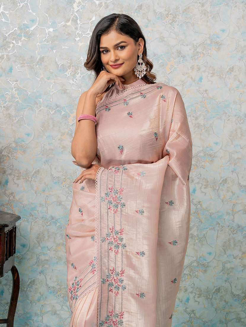 women beige embroidered saree with blouse - 21668664 - Standard Image - 4
