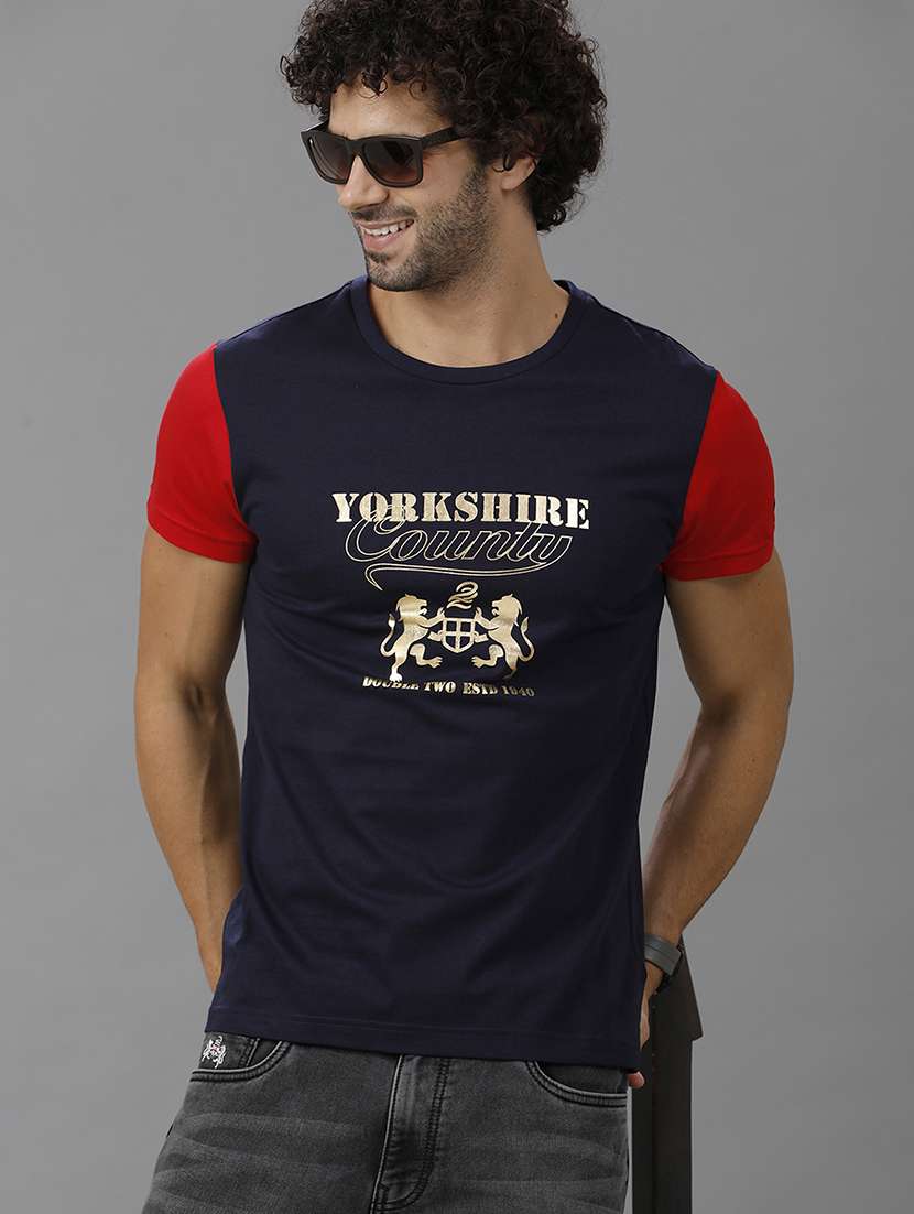 men crew neck front print t-shirt - 21668716 -  Standard Image - 1