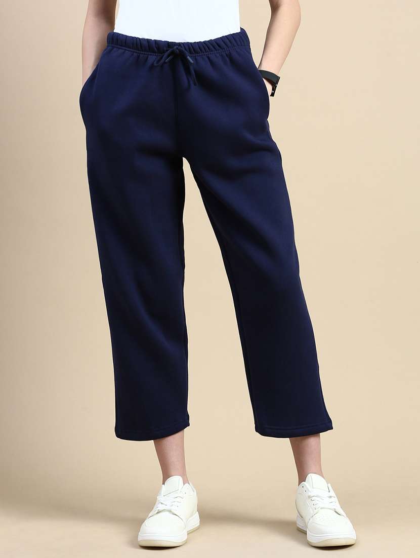 women navy blue polyester chinos trouser - 21668960 -  Standard Image - 1