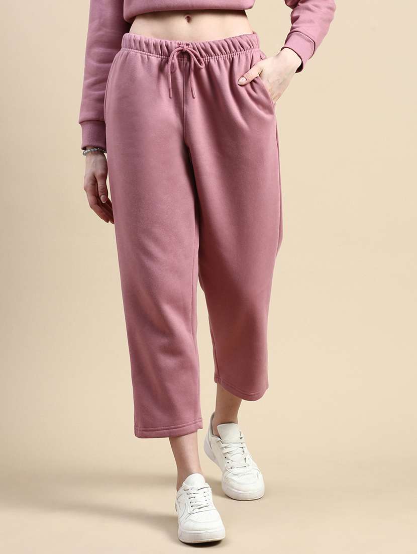 women solid mid rise track pant - 21668961 -  Standard Image - 1