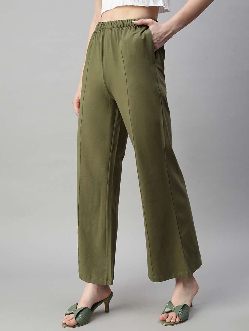 women solid high rise bootcut trouser - 21668963 -  Standard Image - 1