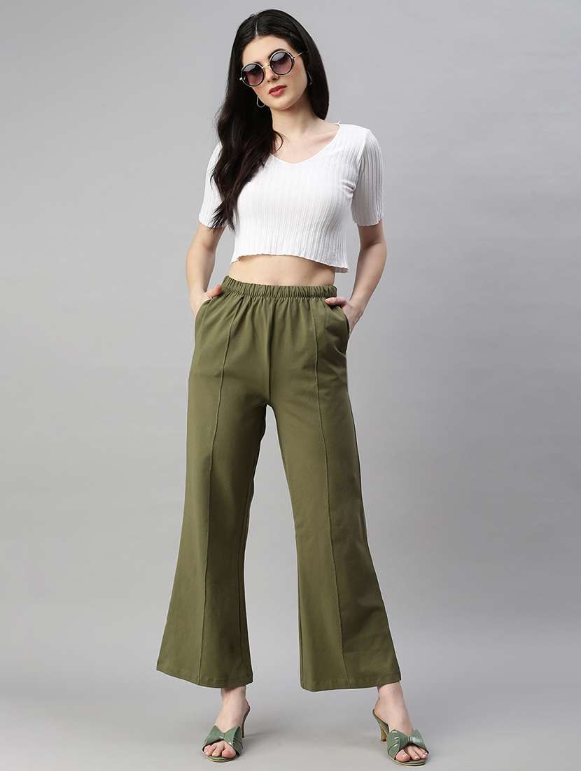 women solid high rise bootcut trouser - 21668963 -  Standard Image - 4
