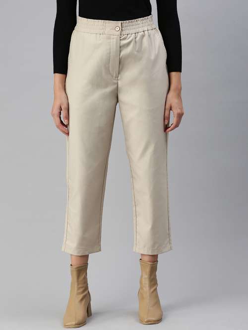women solid high rise cigarette pant - 21668964 - Standard Image - 0