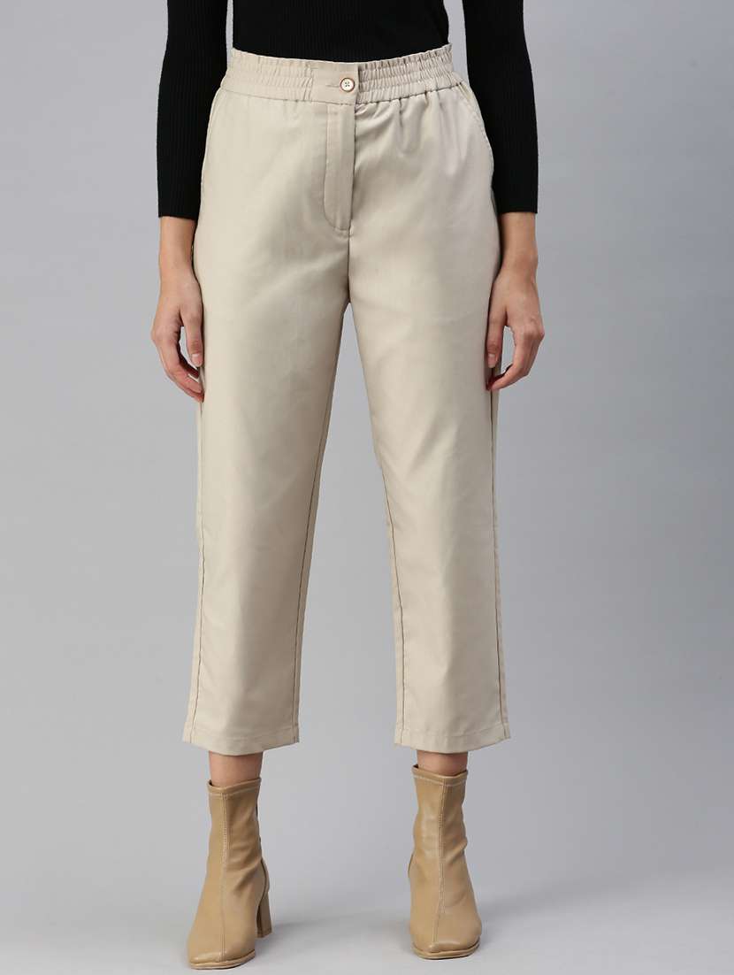 women solid high rise cigarette pant - 21668964 - Zoom Image - 0
