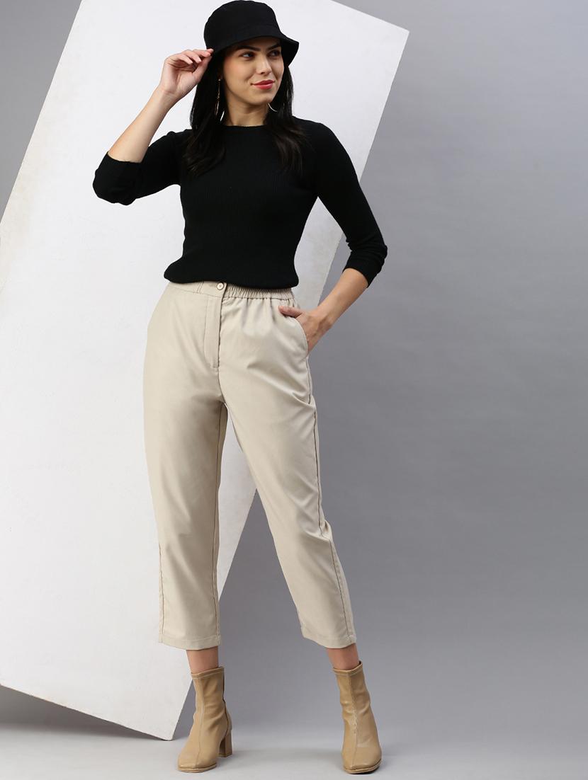 women solid high rise cigarette pant - 21668964 - Standard Image - 4