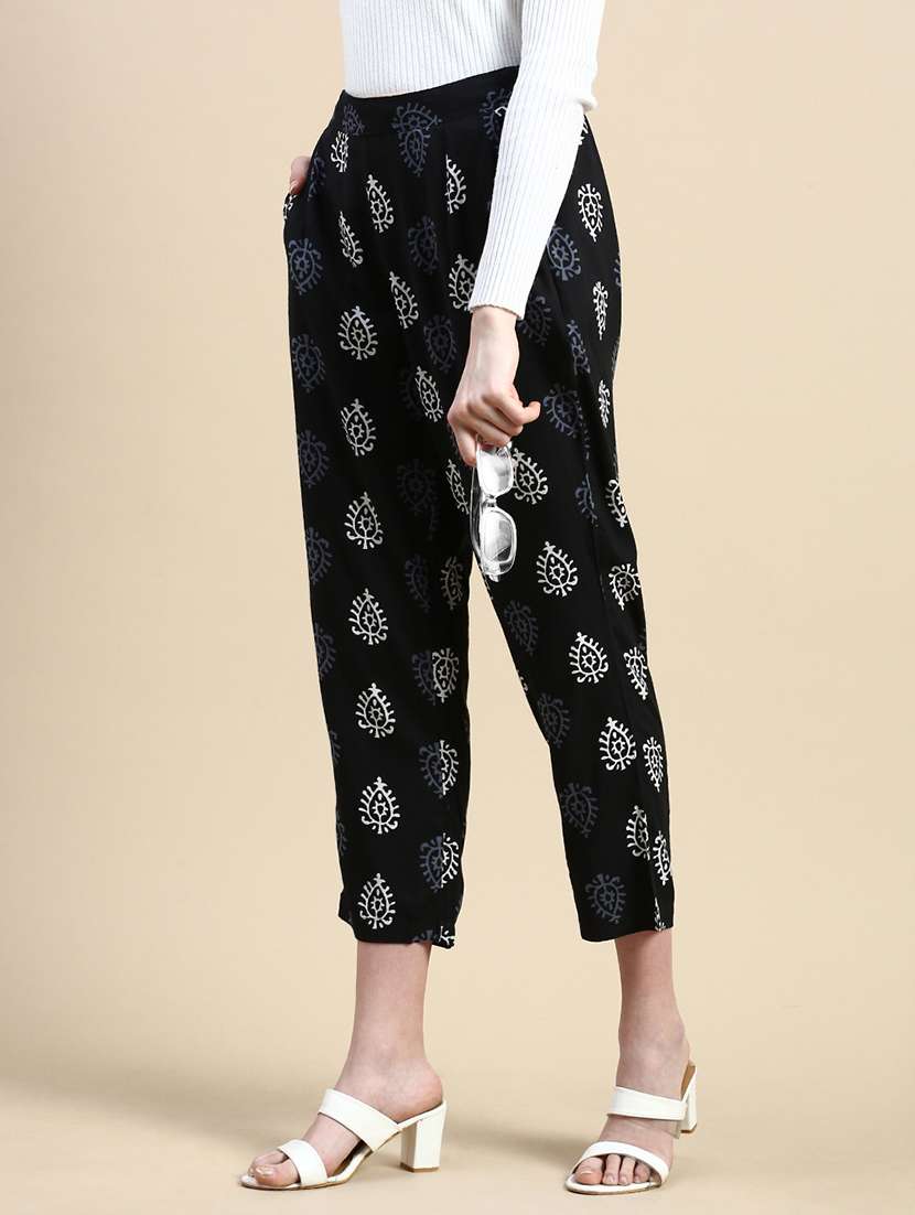 women printed mid rise tapered pant - 21668981 -  Standard Image - 1
