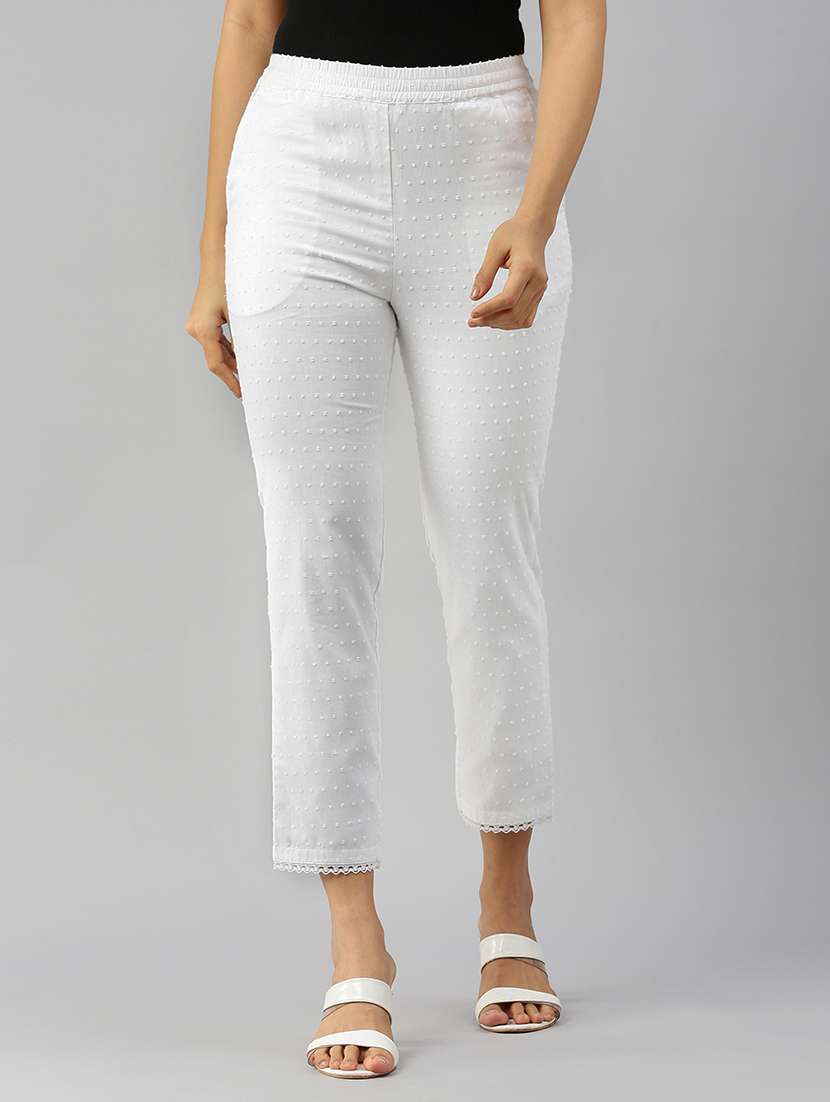 women self designed mid rise tapered pant - 21668982 -  Standard Image - 1