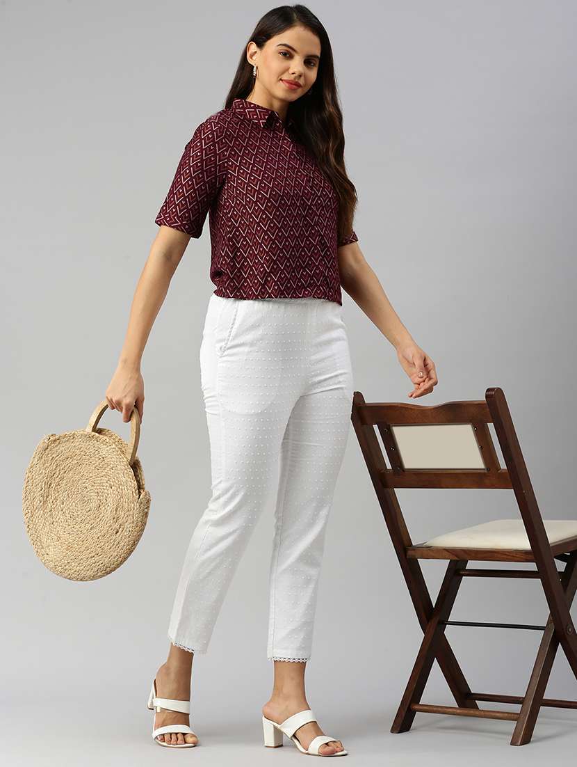 women self designed mid rise tapered pant - 21668982 -  Standard Image - 4