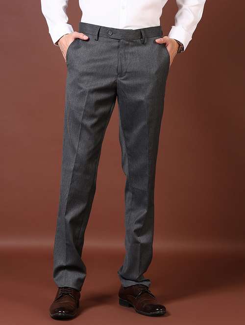 men mid rise ankle length formal trouser