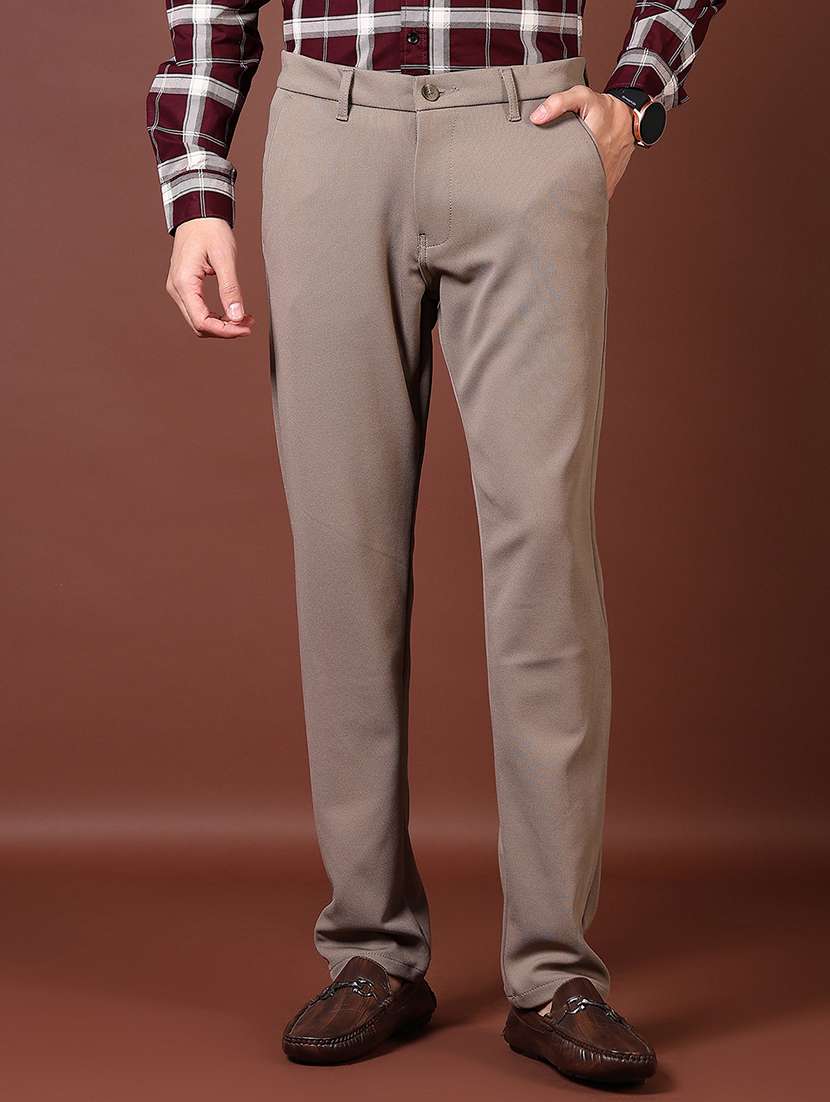 men solid flat front casual trouser - 21669074 - Zoom Image - 0