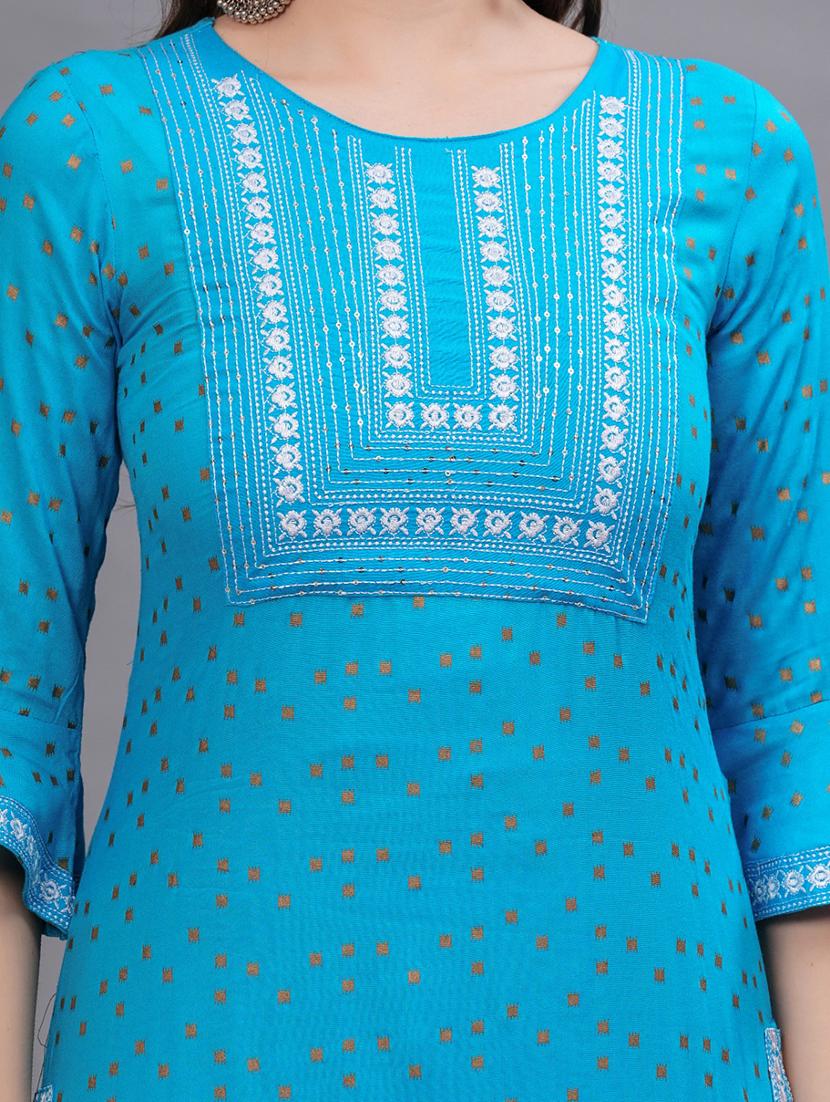 women printed round neck straight kurta - 21669404 - Standard Image - 4