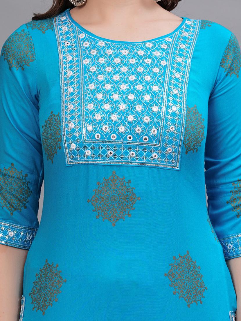 women printed round neck straight kurta - 21669413 - Standard Image - 4