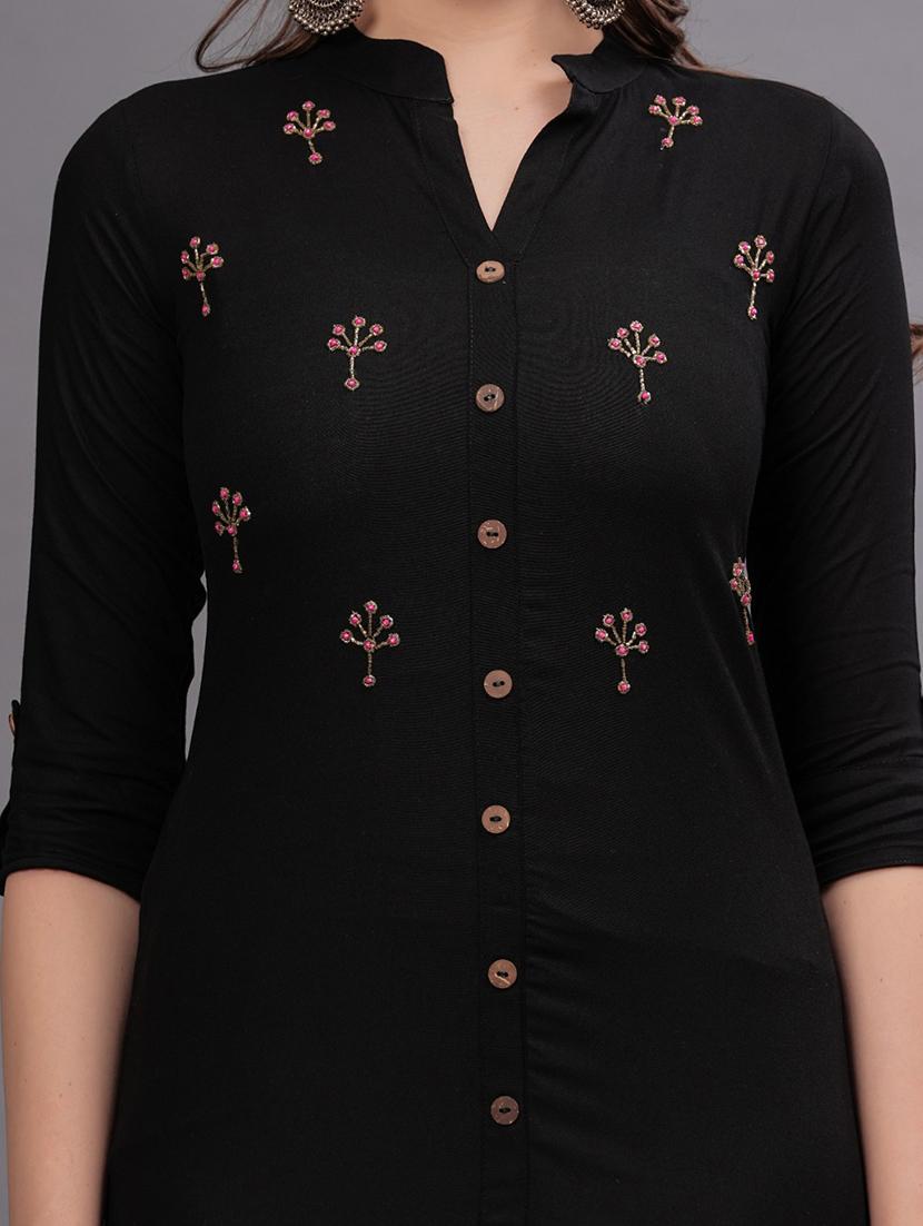 women embellished mandarin neck a-line kurta - 21669422 - Standard Image - 4