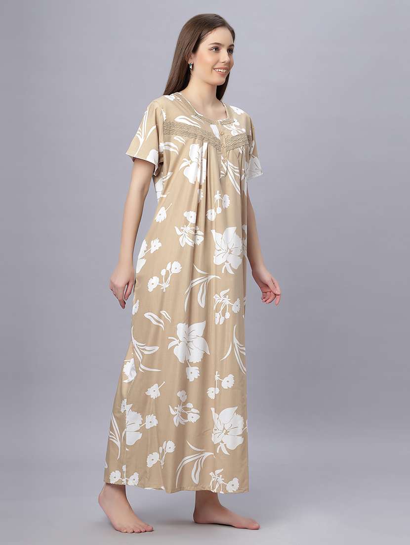 women printed short sleeves nighty - 21669468 -  Standard Image - 1
