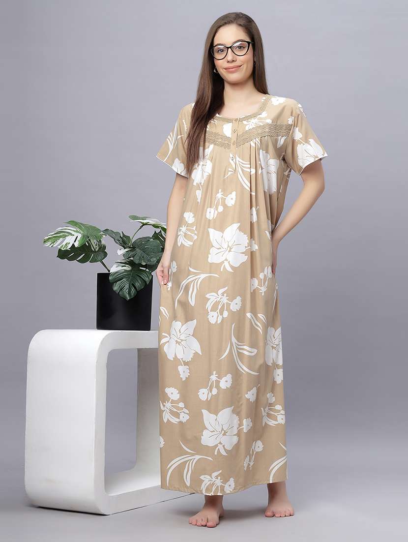 women printed short sleeves nighty - 21669468 -  Standard Image - 4