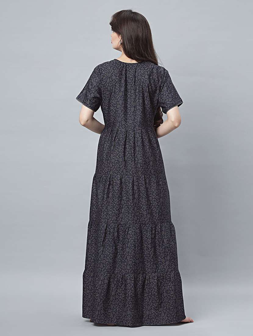 women printed short sleeves nighty - 21669477 -  Standard Image - 4