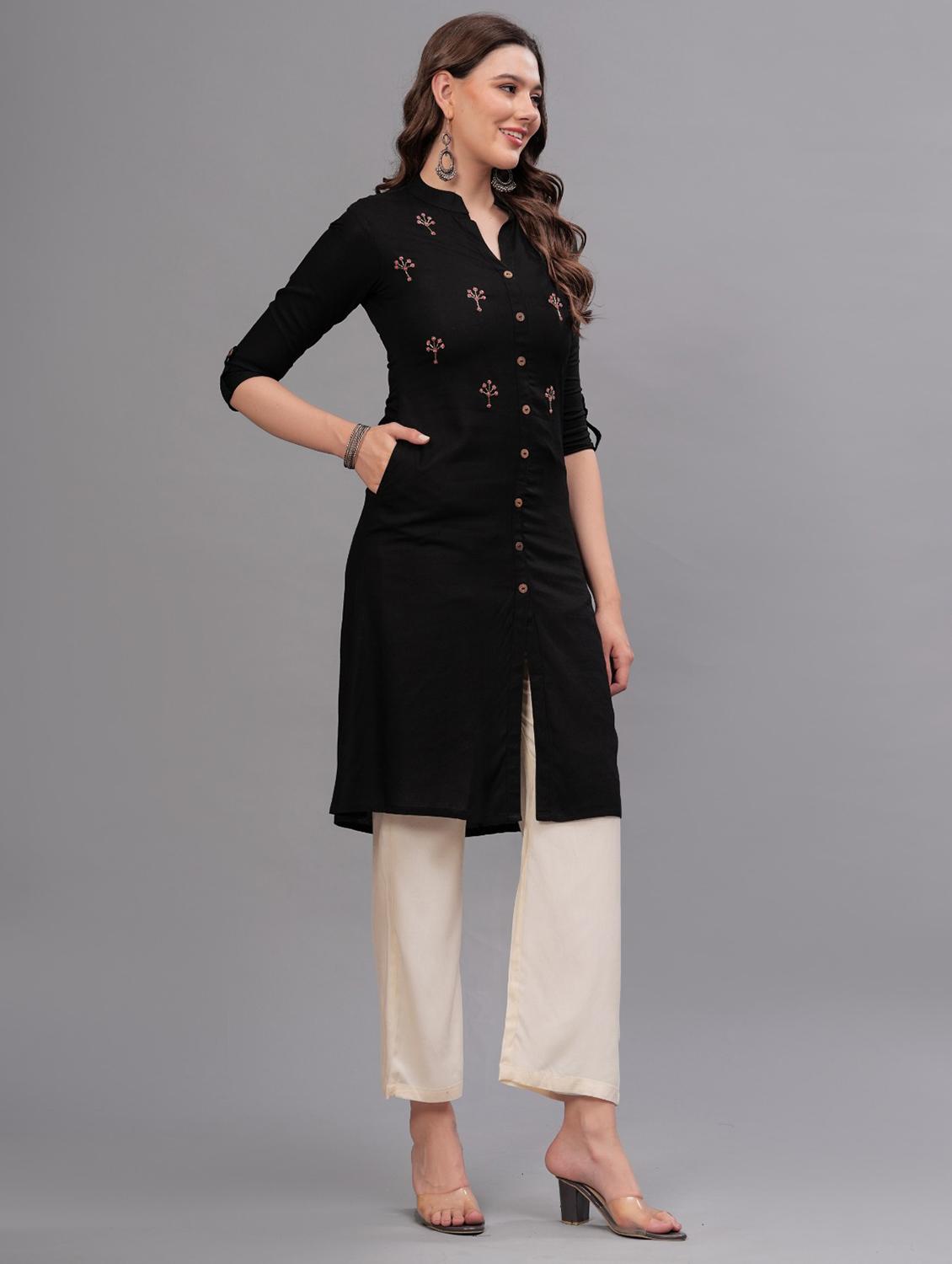 women embellished mandarin neck kurta pant set - 21669495 - Standard Image - 1