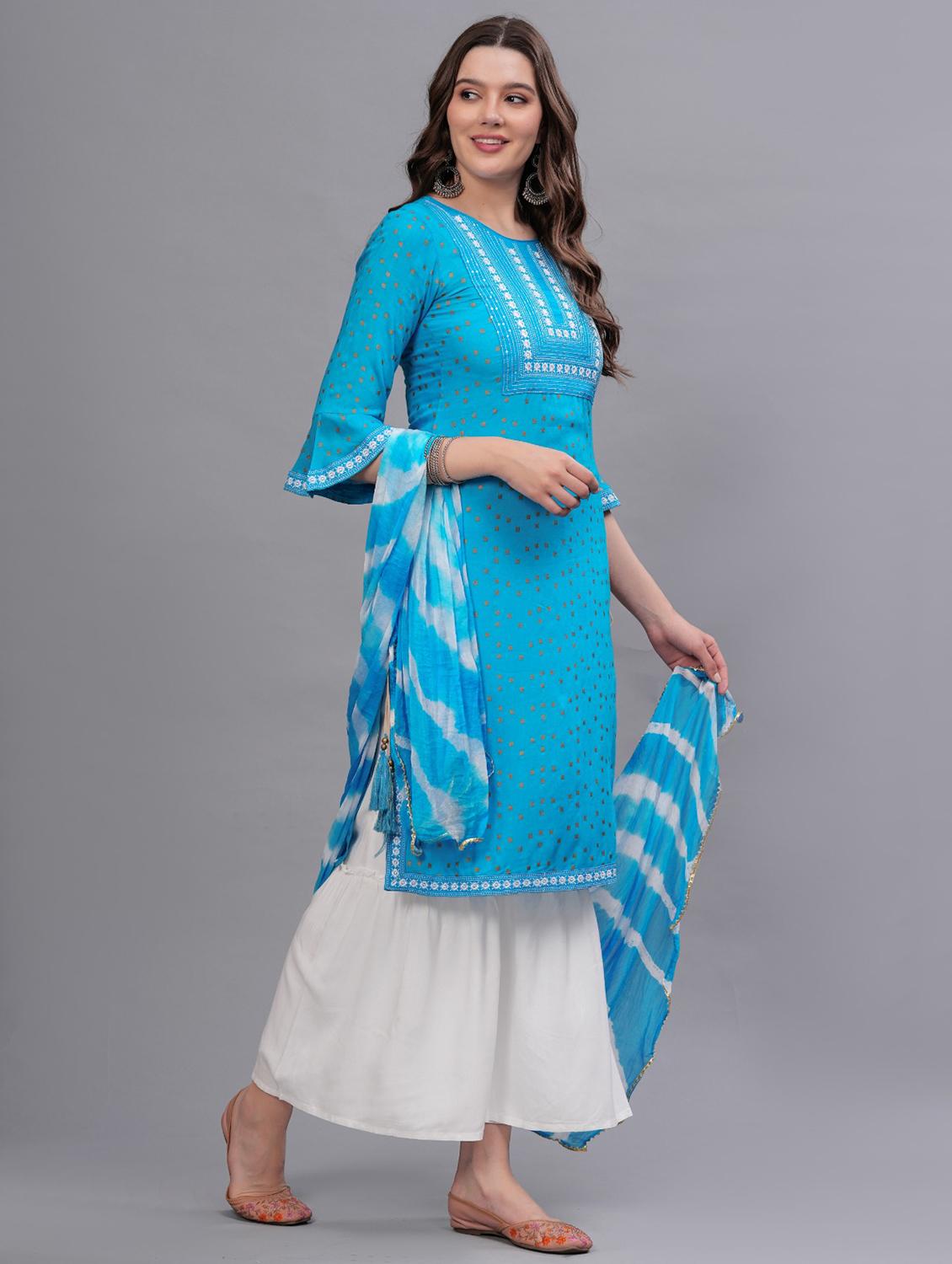 women printed kurta sharara set with dupatta - 21669504 - Standard Image - 1