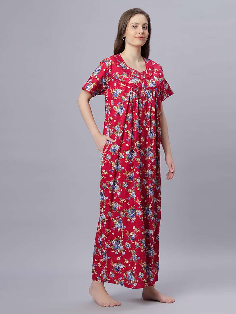 women floral print short sleeves nighty - 21669554 -  Standard Image - 1