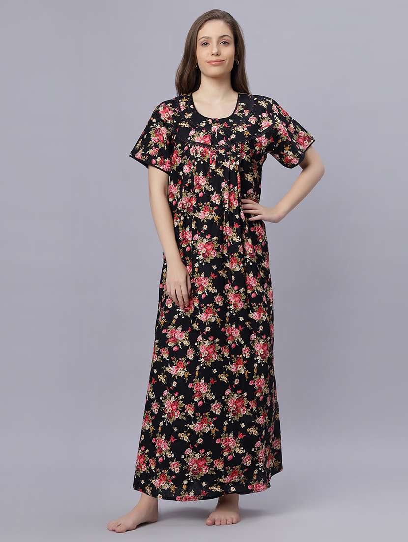 women printed short sleeves nighty - 21669555 -  Standard Image - 1