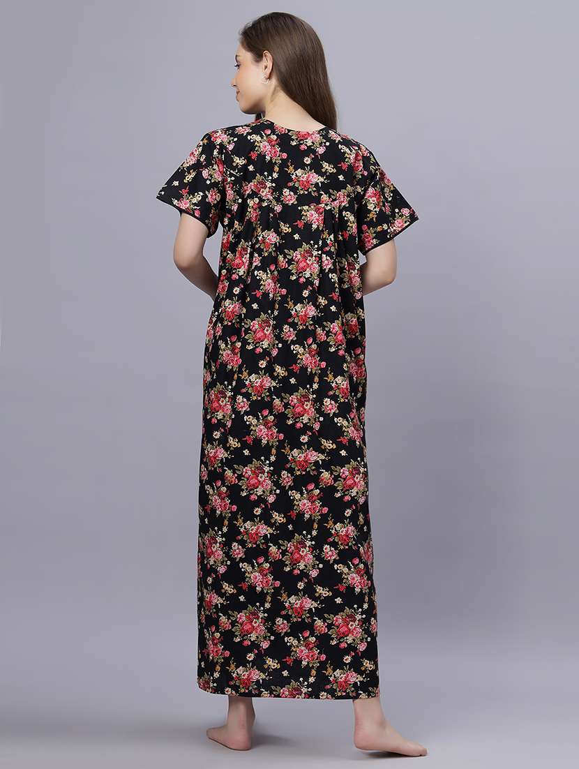 women printed short sleeves nighty - 21669555 -  Standard Image - 4