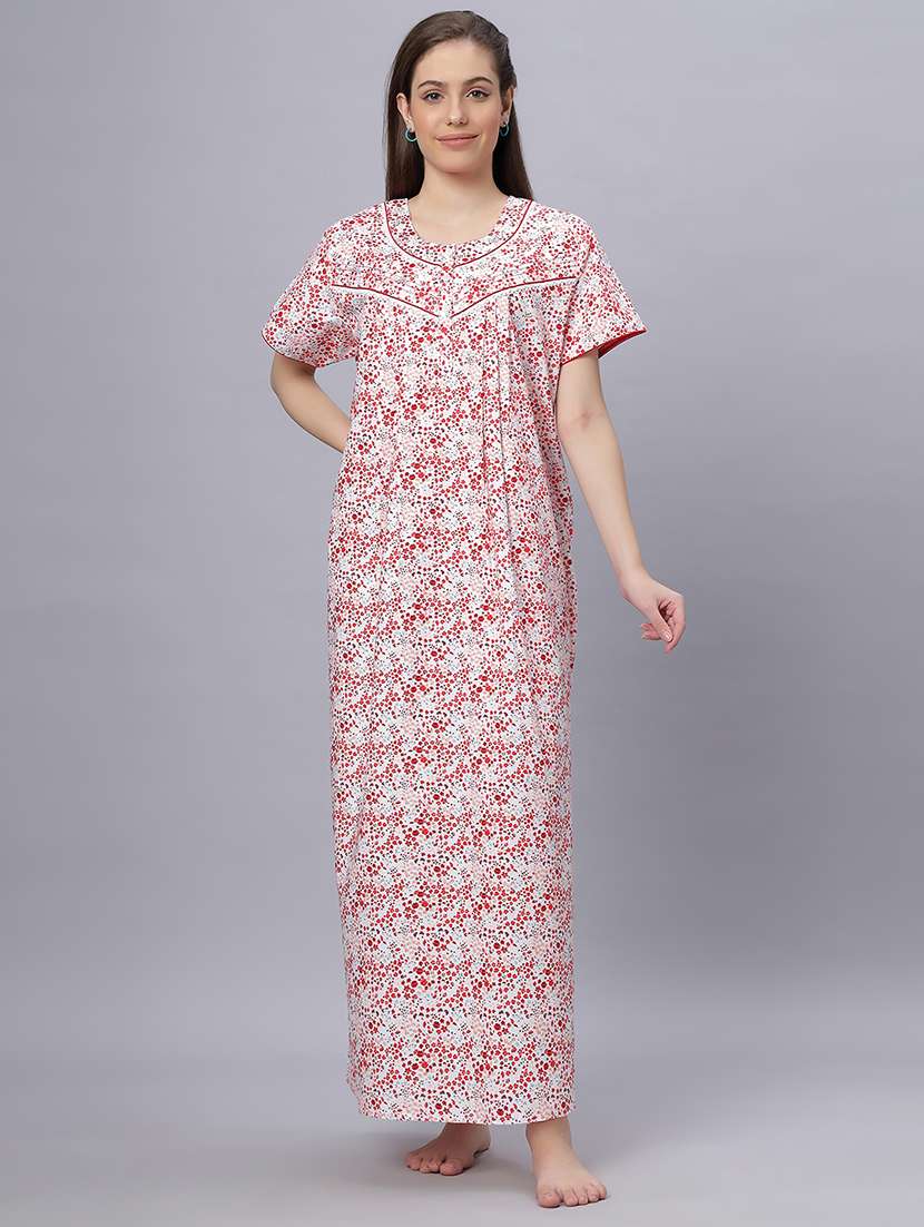 women printed short sleeves nighty - 21669557 -  Standard Image - 1