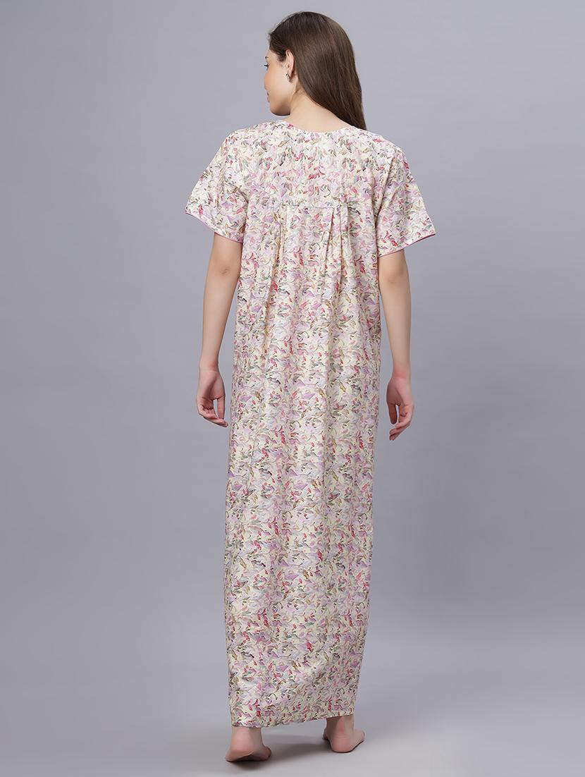 women floral print short sleeves nighty - 21669559 - Standard Image - 4