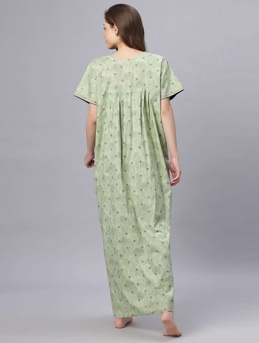 women printed short sleeves nighty - 21669562 -  Standard Image - 4
