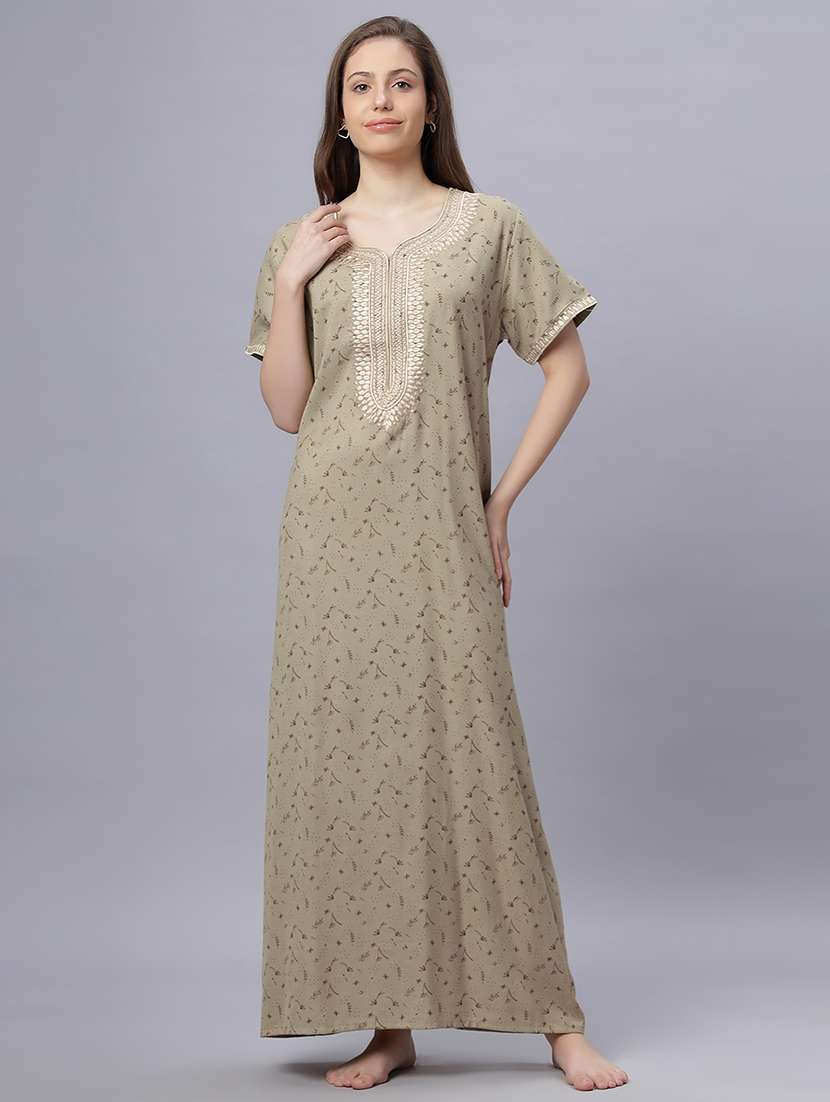 women printed short sleeves nighty - 21669582 -  Standard Image - 1