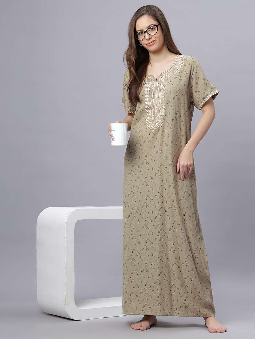 women printed short sleeves nighty - 21669582 -  Standard Image - 4