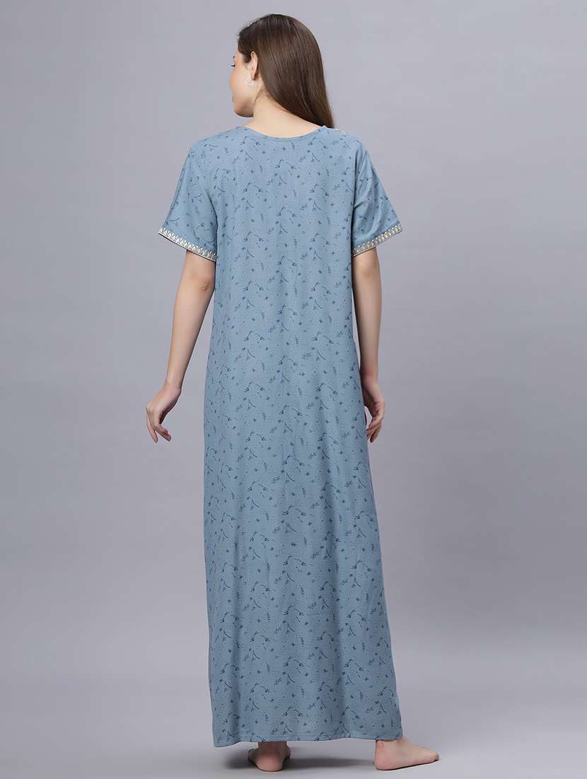 women printed short sleeves nighty - 21669583 -  Standard Image - 4