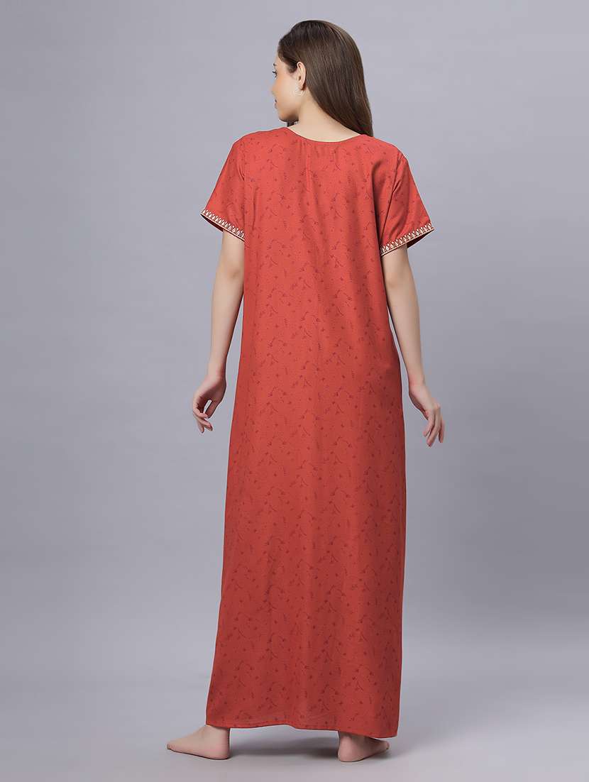women printed short sleeves nighty - 21669584 -  Standard Image - 4