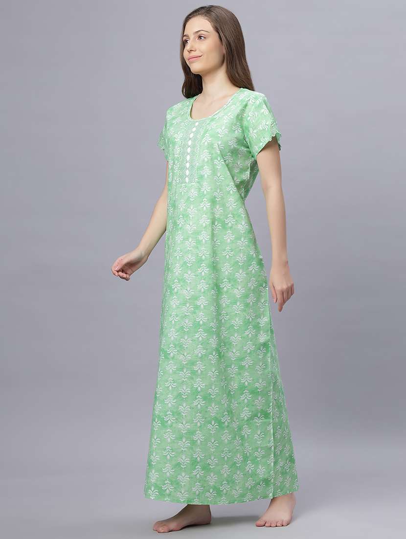 women printed short sleeves nighty - 21669587 - Standard Image - 1