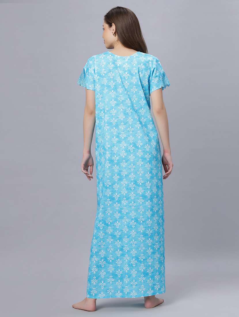 women printed short sleeves nighty - 21669589 - Standard Image - 4