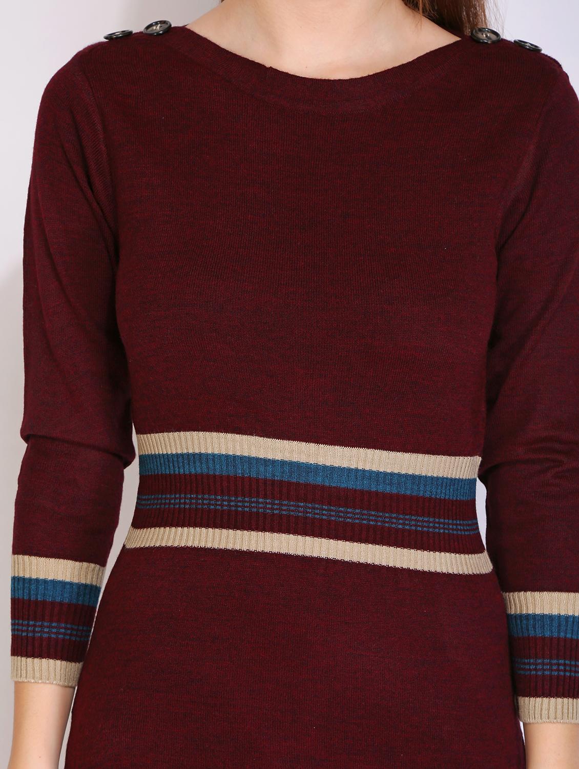women striped long sleeves woolen kurta - 21669591 - Standard Image - 4