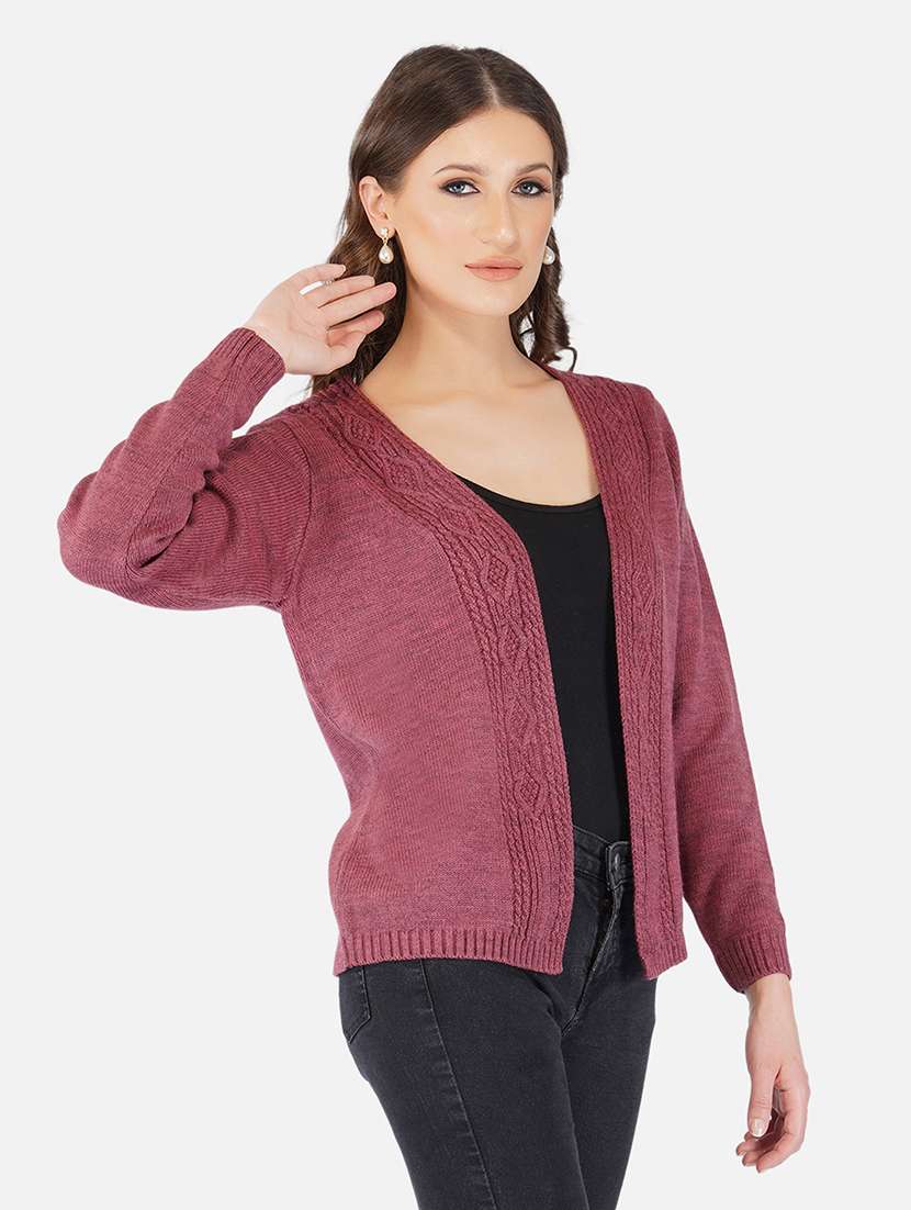 women self design long sleeve shrug - 21669599 -  Standard Image - 1