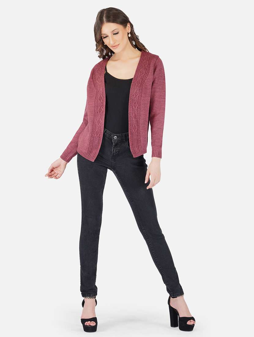 women self design long sleeve shrug - 21669599 -  Standard Image - 4