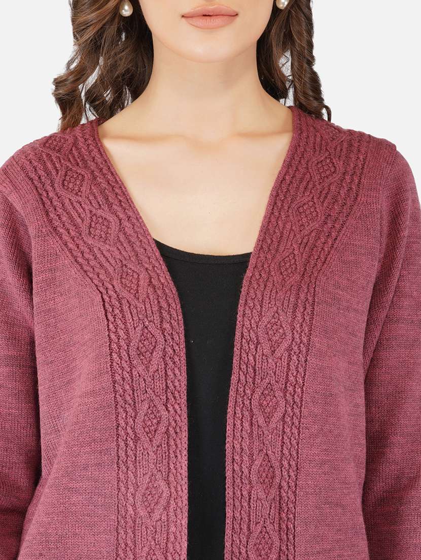 women self design long sleeve shrug - 21669599 -  Standard Image - 6