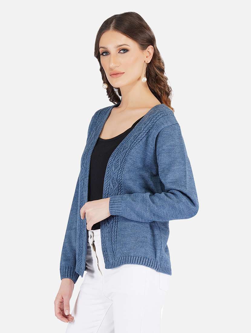 women self design long sleeve shrug - 21669600 -  Standard Image - 1