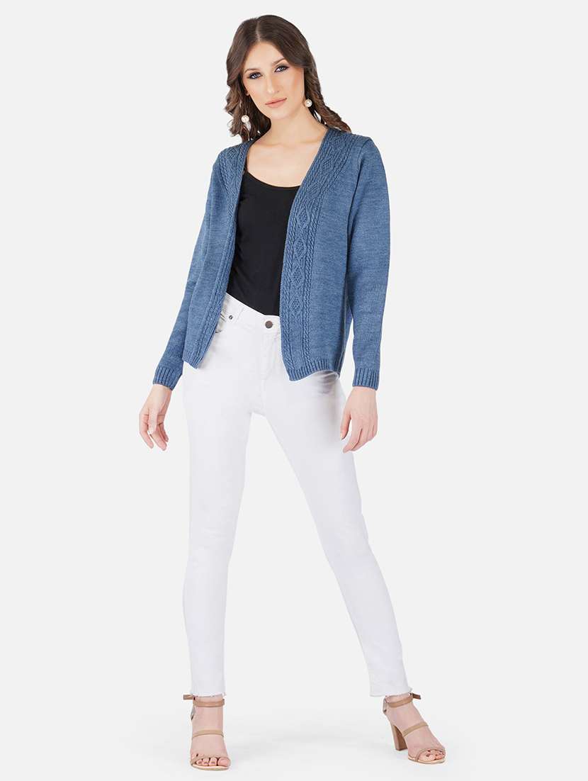 women self design long sleeve shrug - 21669600 -  Standard Image - 4