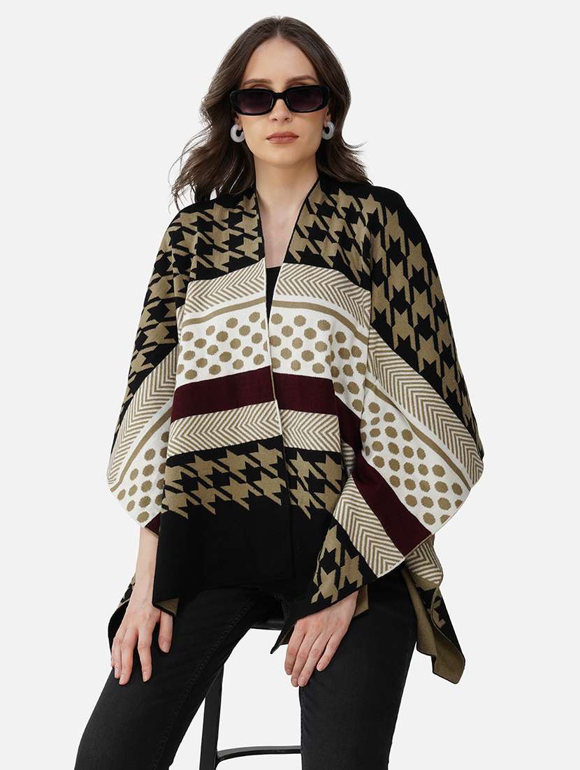 women self design long sleeve shrug - 21669604 - Standard Image - 1