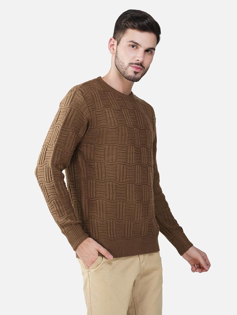 men long sleeves self design pullover - 21669608 - Standard Image - 1