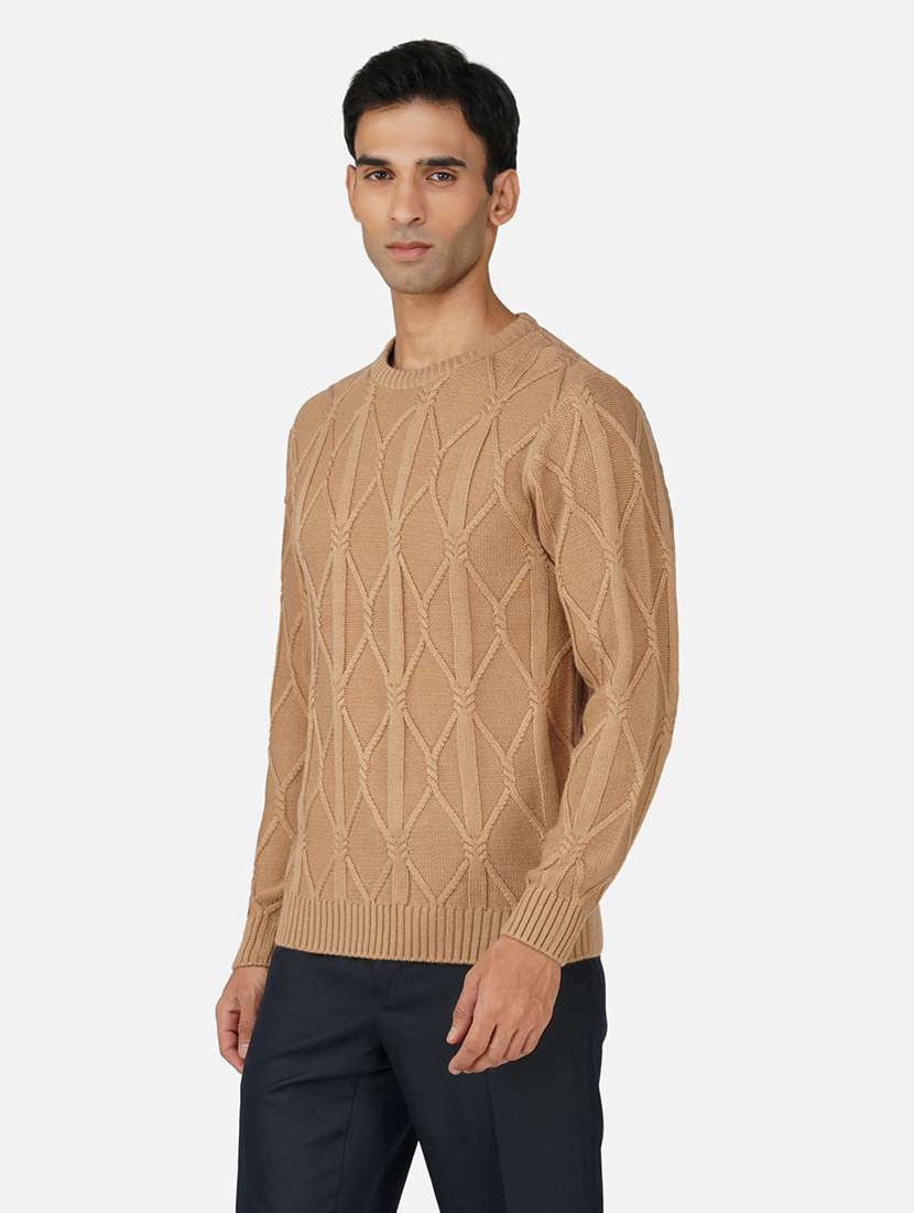 men long sleeves self design pullover - 21669610 -  Standard Image - 1