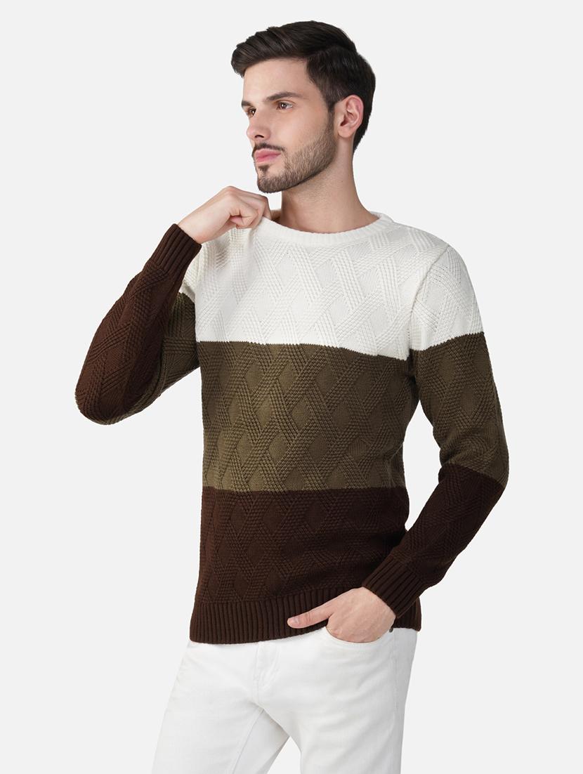 men long sleeve color block pullover - 21669611 -  Standard Image - 1