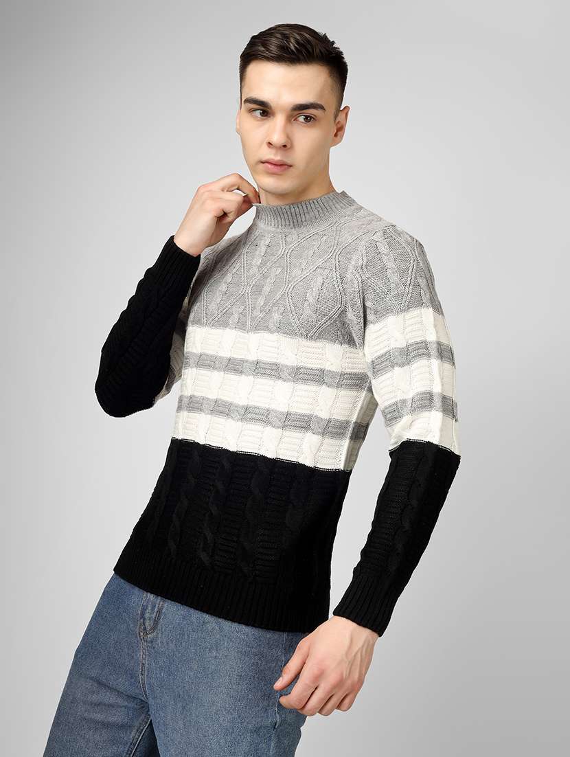 men long sleeve color block pullover - 21669613 -  Standard Image - 1