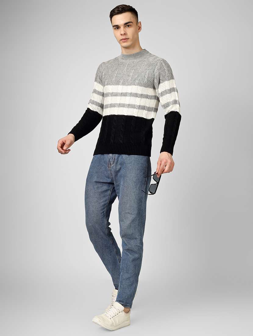 men long sleeve color block pullover - 21669613 -  Standard Image - 4