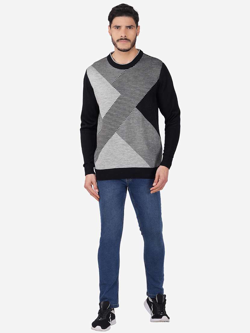men long sleeves color block pullover - 21669619 -  Standard Image - 4